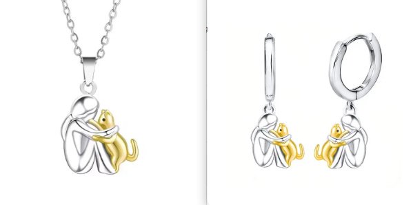 Fashionable And Creative Little Girl Hug Kitty Necklace - Image 10