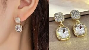 Simple Square Zircon Stud Earrings Ins Light Luxury High-end Women's New All-matching