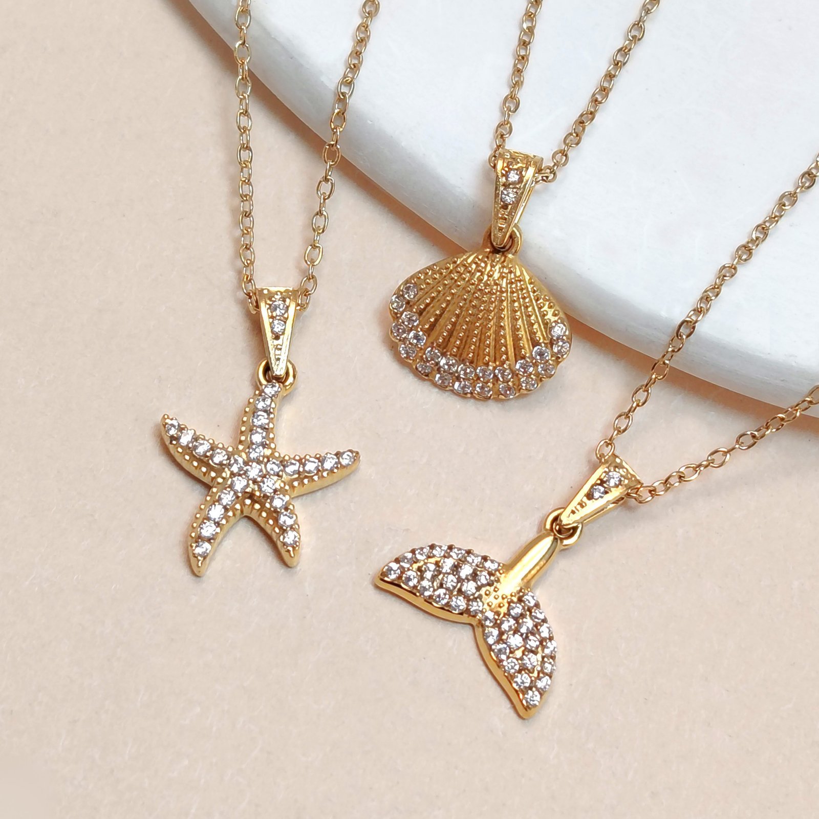 Strong Color Retention 18K Gold Ocean Series Pendant Gold Necklace - Image 2