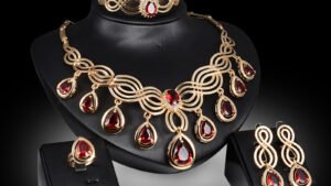 Jewelry Fashion Gems Necklace And Earrings Alloy Jewelry Set