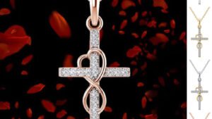 Alloy Pendant With Diamond And Eight-character Cross Necklace