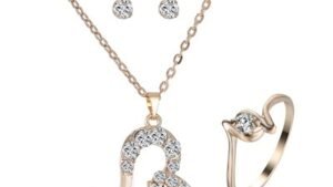 Heart Pendant Jewelry Set Rhinestone Jewellery