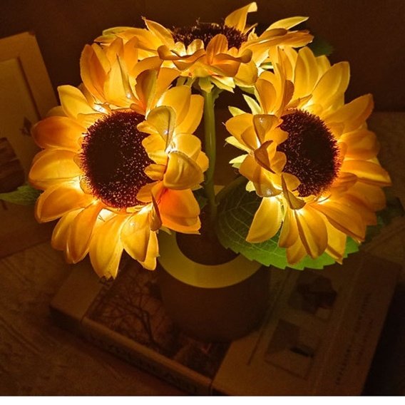 Rechargeable Sunflower Led Simulation Night Light Table Lamp Simulation Flowers Decorative Desk Lamp For Resturaunt Hotel Wedding Gift - Image 6