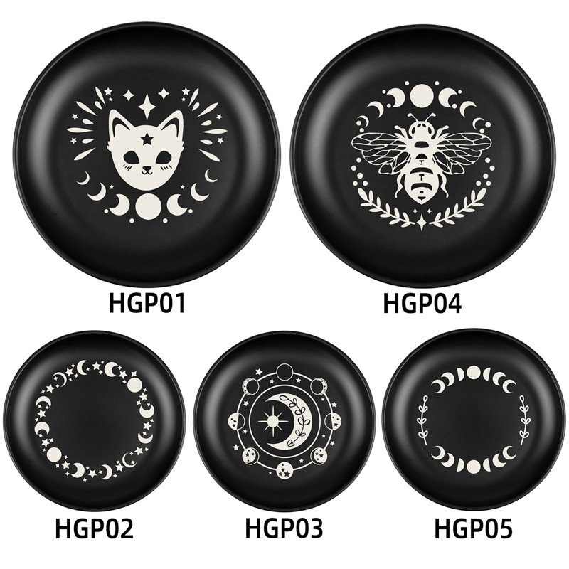 14cm Black Cat Stainless Steel Plate Candlestick Crystal Ritual Meditation - Image 2