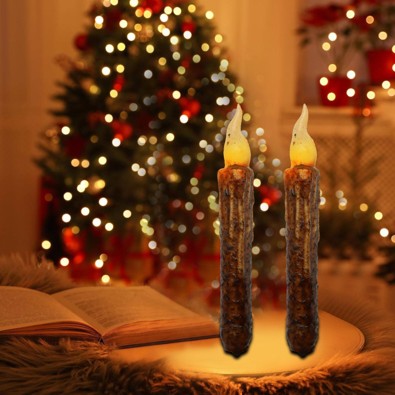 Creative Real Wax Emulational Decoration Layout Timing LED Pole Candle