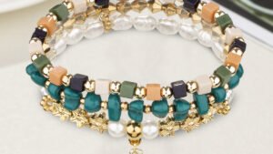 Leaf Pendant Irregular Vintage Pearl Ornamental Stone Bracelet