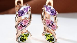 Three Colors Crystal Zircon Champagne Gold Ear Clip Festival Gift Earrings