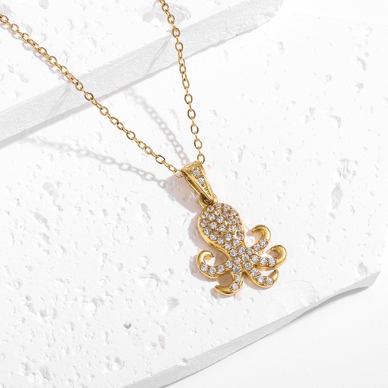 Strong Color Retention 18K Gold Ocean Series Pendant Gold Necklace - Image 10