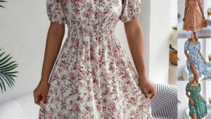 Floral Print Square Collar Dress Summer Fashion Ruffles Dresses Women's Clothing