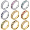 Temperament Entry Lux Copper Plating 18K Gold Inlaid Colorful Crystals Round Open Ring