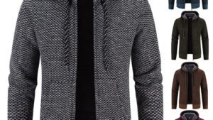 Winter Coat Zipper Closure Solid Color Long Sleeves Drawstring With Hat Keep Warm Casual Thicken Plush Sweater Coat For Daily