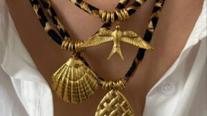 European And American Style Women's Jewelry Niche Geometric Pendant Design Leopard Print Rope Necklace