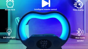 2024 New 6 In 1 Smart Remote Control Bluetooth-compatible Ambience Intelligent LED Table Lamp Multi-function Wireless Charger Night Light Bluetooth-compatible Speaker