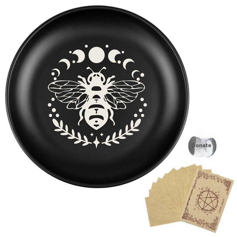 14cm Black Cat Stainless Steel Plate Candlestick Crystal Ritual Meditation - Image 3