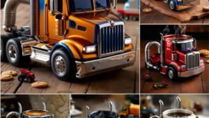 Durable Truck Coffee Mug Semi Truck Handcrafted Coffee Cup Semi-trailer Shaped Semi-Truck Coffee Mugs For Family