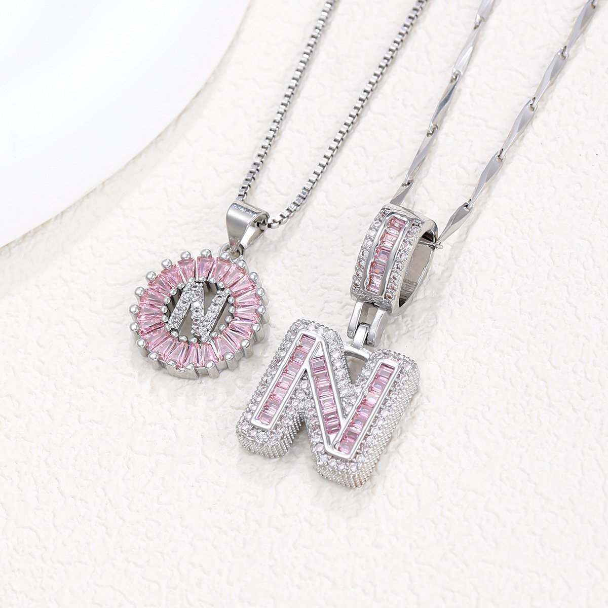 Rock Sugar 26-letter Pendant Necklace For Women, Copper Inlaid Zircon Round Flower Jewelry Set - Image 6