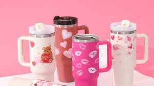 40 Oz Tumbler With Handle Straw Insulated, Stainless Steel Spill Proof Vacuum Coffee Cup Tumbler With Lid Tapered Mug Gifts For Valentine Lover Suitable For Car Gym Office Travel