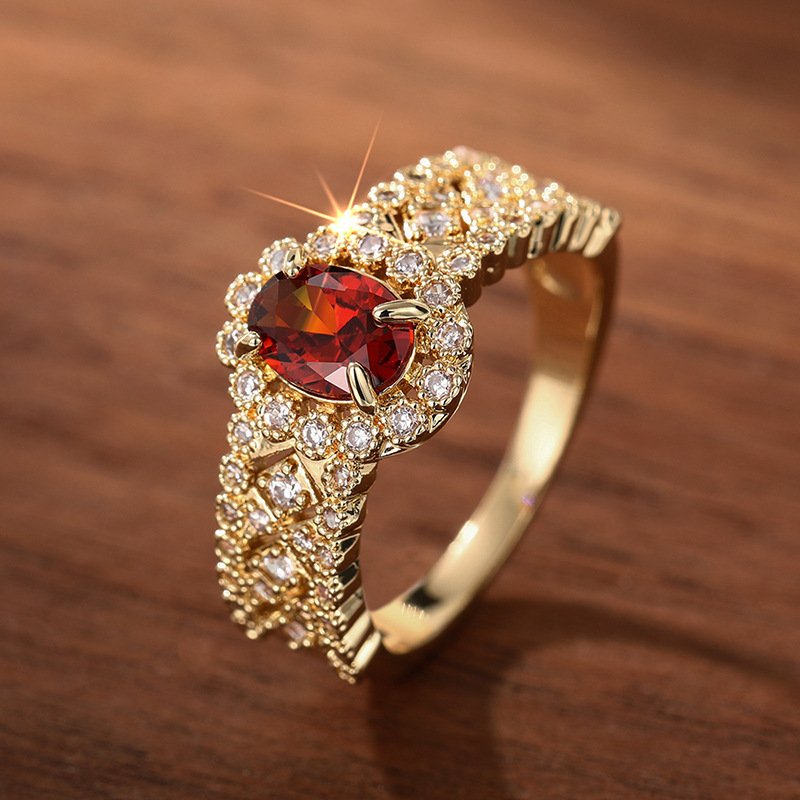 Retro Affordable Luxury Personality Inlaid Zircon Fashion Single Ring