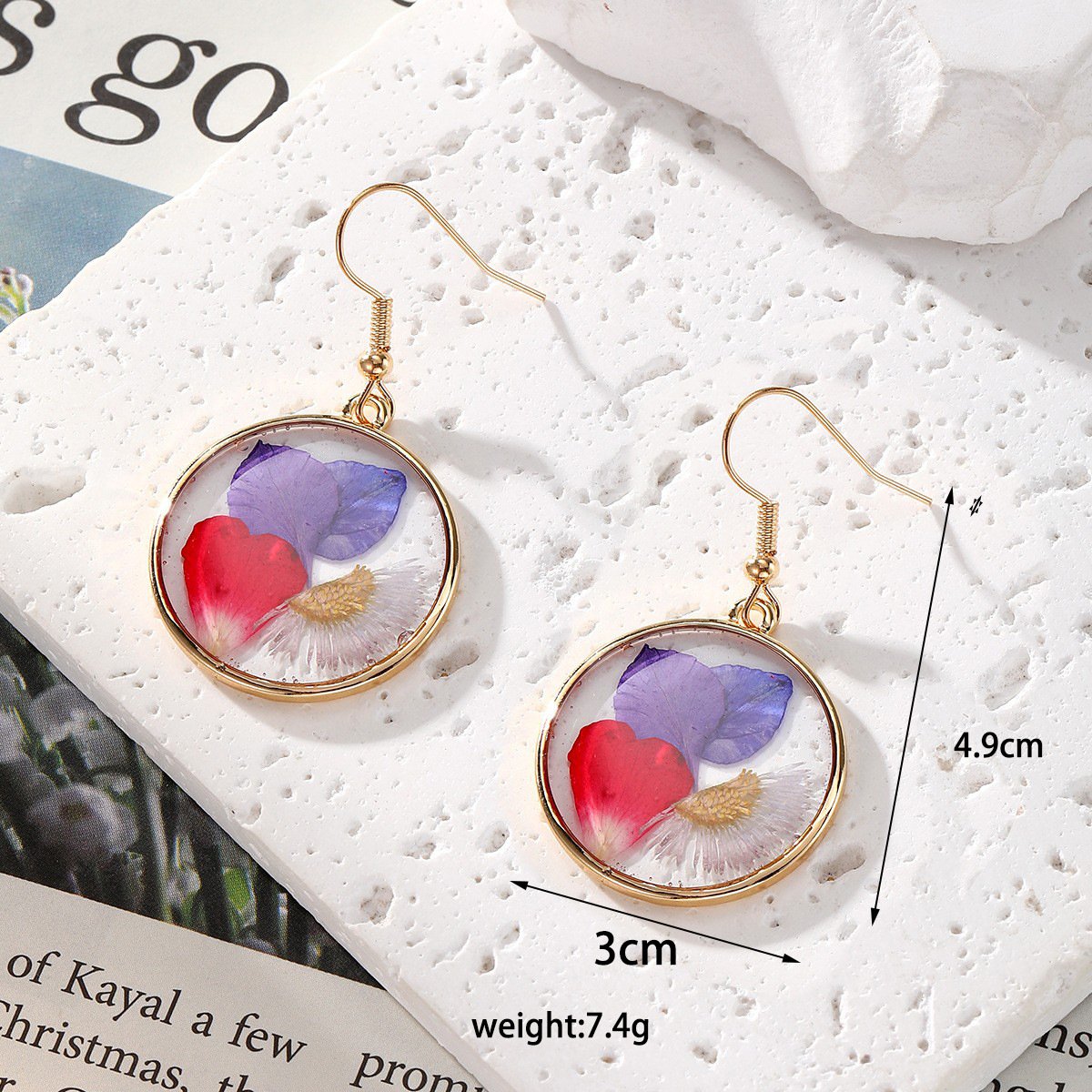 Creative Purple Series Dried Flowers Earrings Jewelry Cute Cat Claw - Image 5