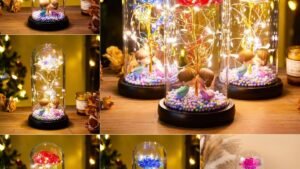 Eternal Rose LED Light Foil Flower In Glass Cover Night Lights Valentines Day Gifts Lamp Decor For For Home Bedroom Wedding Gift Valentine's Day Gifts