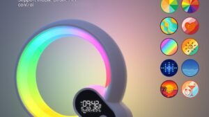 Creative Q Light Analog Sunrise Digital Display Alarm Clock Bluetooth Audio Intelligent Wake-up Q Colorful Atmosphere Light