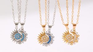 2pcs Necklace Sun And Moon Magnetic Pendant Clavicle Chain Necklace For Couple Lovers