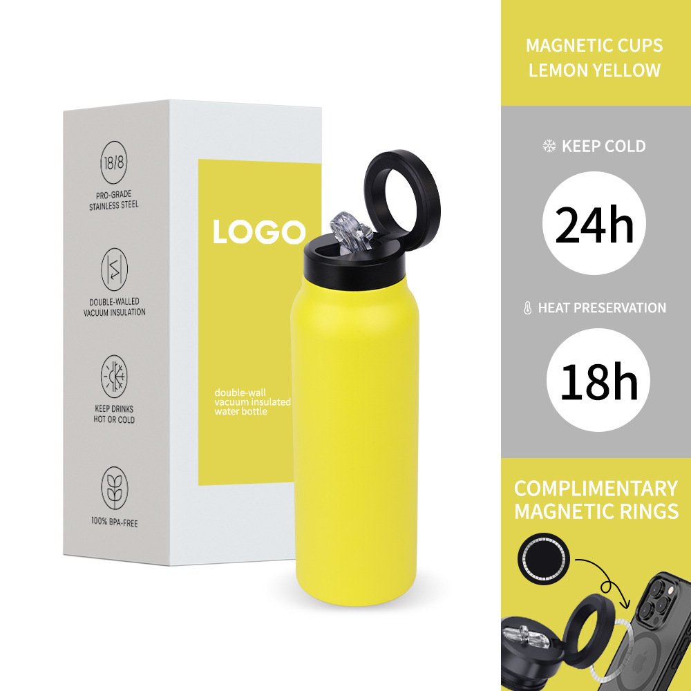 304 Stainless Steel Vacuum Cup Creative Magnetic Water Cup Insulated Sports Water Bottle With Straw Outdoor Insulated Water Mug With Magnetic Phone Holder - Image 7