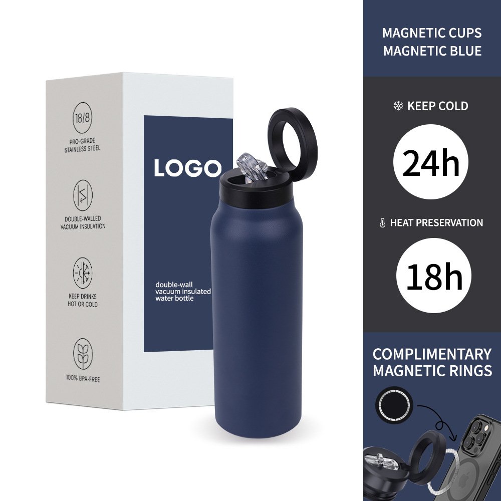 304 Stainless Steel Vacuum Cup Creative Magnetic Water Cup Insulated Sports Water Bottle With Straw Outdoor Insulated Water Mug With Magnetic Phone Holder - Image 3