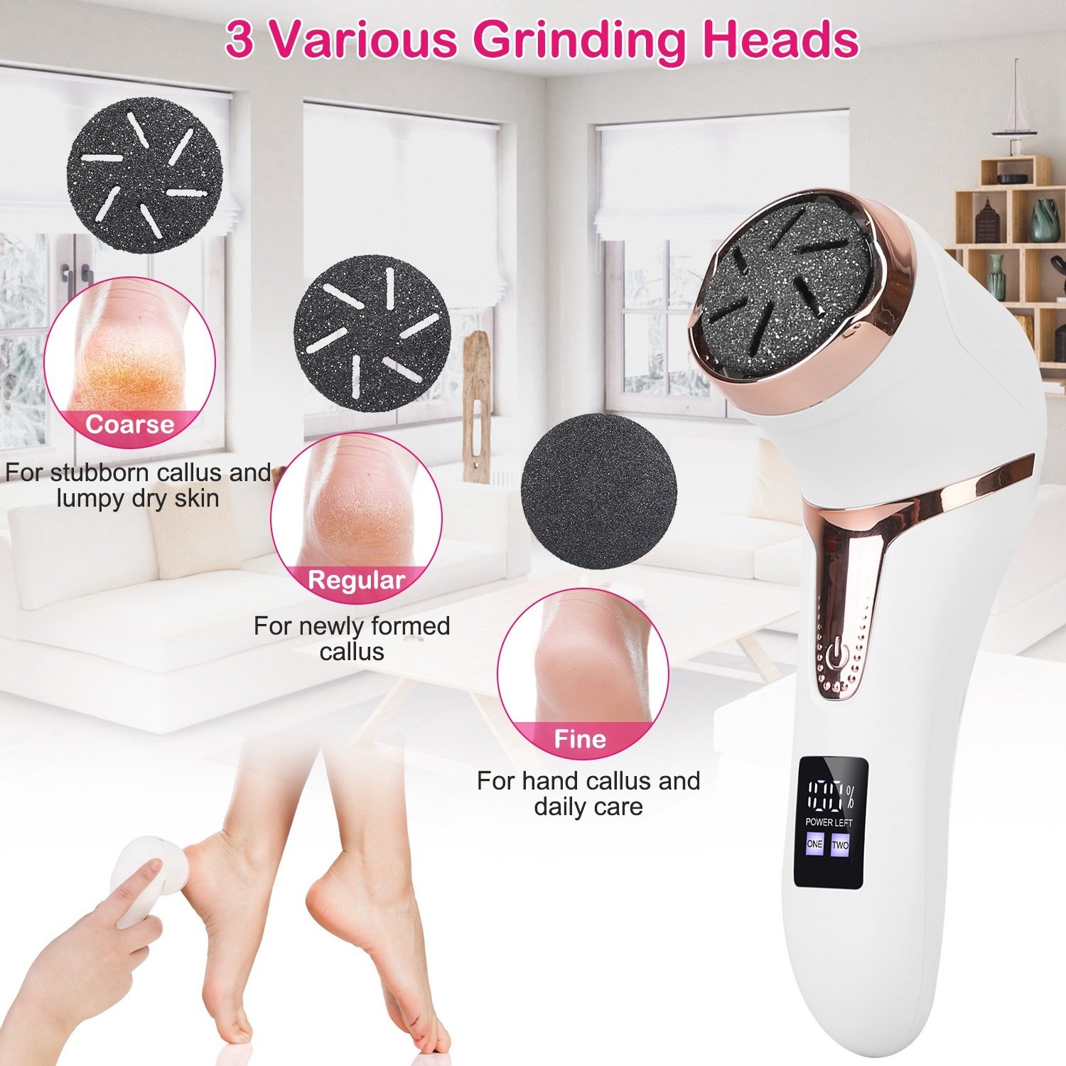 17Pcs Electric Foot Callus Remover With Vacuum Foot Grinder Rechargeable Foot File Dead Skin Pedicure Machine With 3 Grinding Heads 2 Speeds Foot Care Tool - Image 7