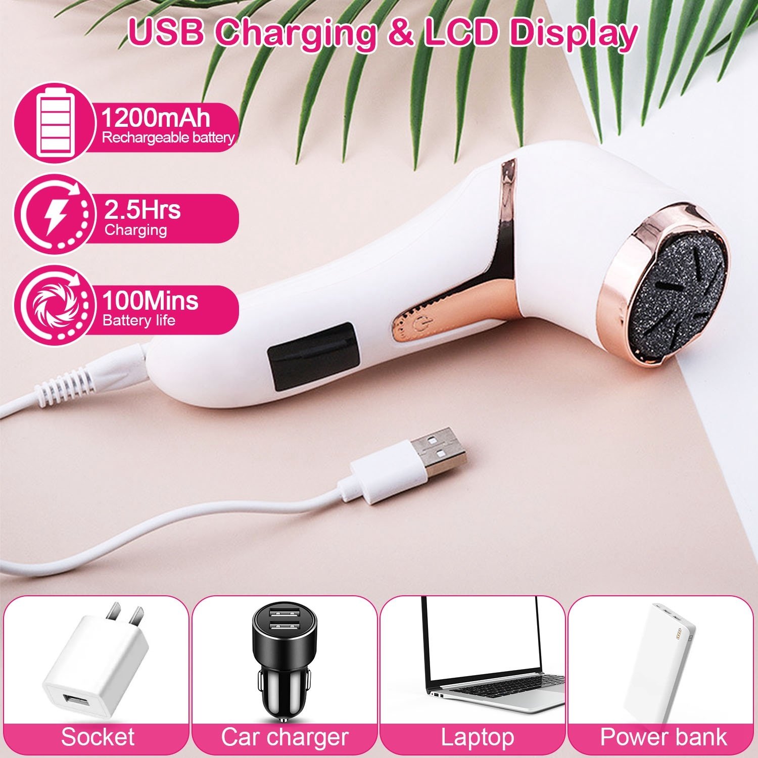 17Pcs Electric Foot Callus Remover With Vacuum Foot Grinder Rechargeable Foot File Dead Skin Pedicure Machine With 3 Grinding Heads 2 Speeds Foot Care Tool - Image 5