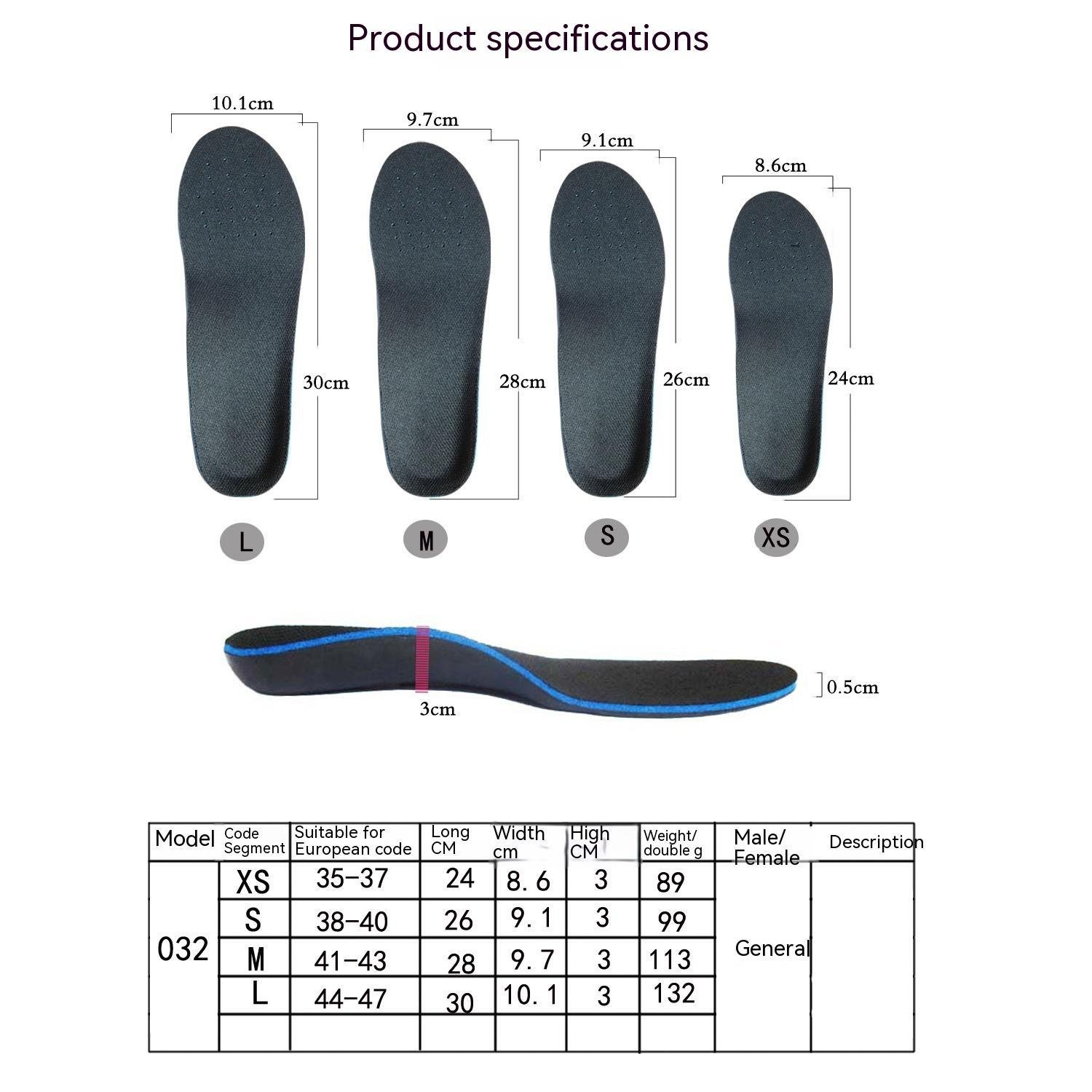 Black EVA Flat Foot Correction Insole - Image 5