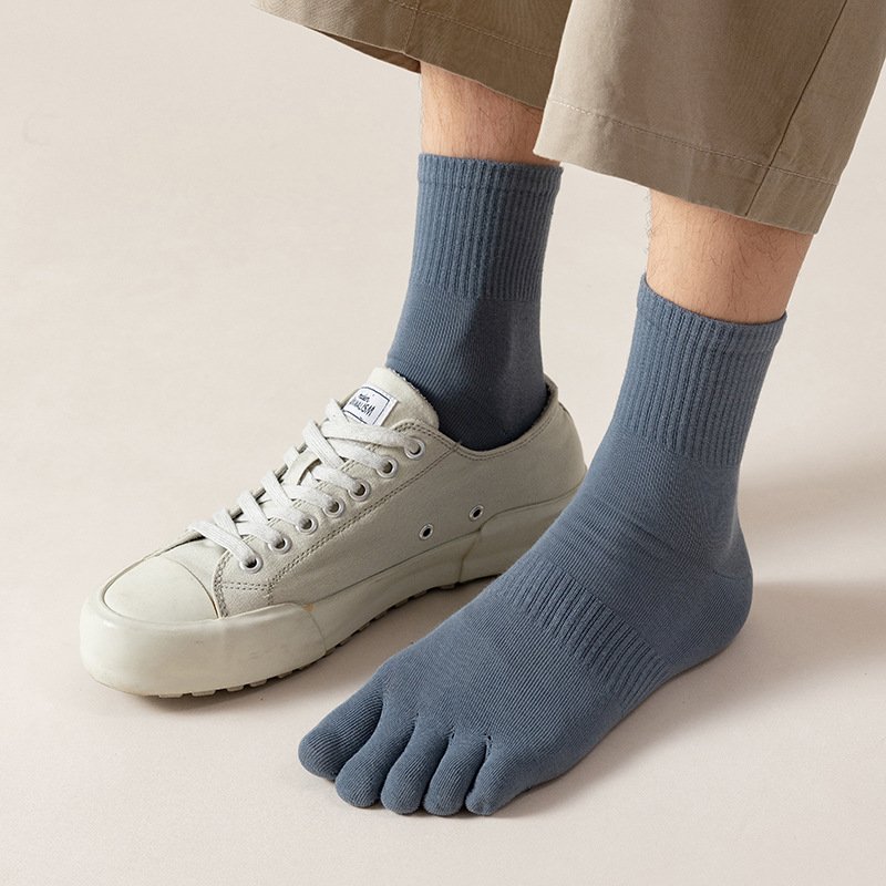 Sweat Absorbing Solid Five Toe Socks