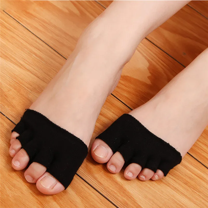 1 Pair Breathable Cotton 5 Toes Cushion 4 Colors Metatarsal Sore Forefoot Support Sponge Half Insoles Pads Massage Toe Socks - Image 4