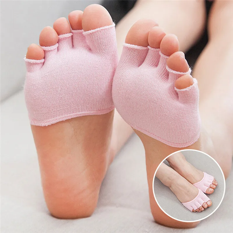 1 Pair Breathable Cotton 5 Toes Cushion 4 Colors Metatarsal Sore Forefoot Support Sponge Half Insoles Pads Massage Toe Socks - Image 6
