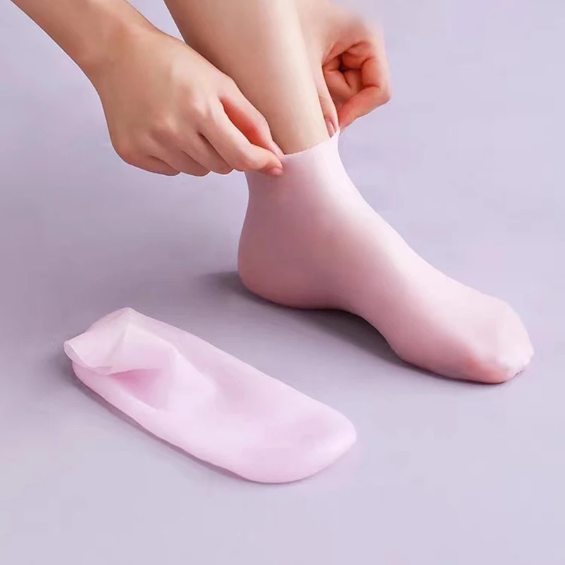 Silicone Socks And Gloves - Moisturizing Gel Spa Exfoliation Prevent Dry Cracked Dead Skin Remover Protector Foot/Hand Care Tool