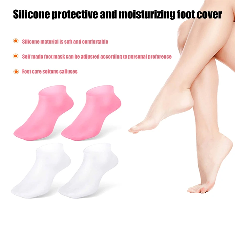 Pair Moisturizing Silicone Socks for Foot Spa, Gel Socks for Exfoliating Dry Cracked Skin, Anti Cracking Foot Care Sock