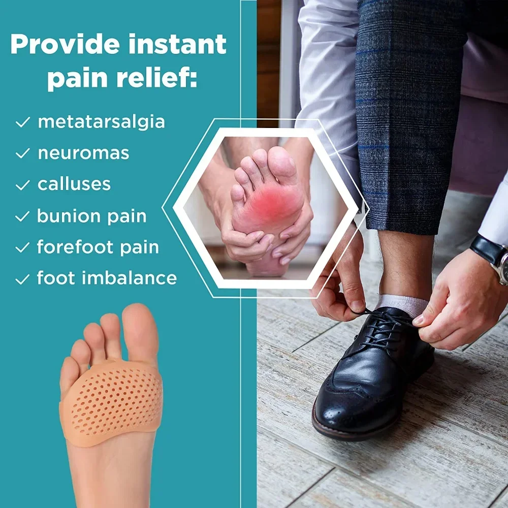 2-piece Foot Care Tools Silicone Patella Pads Toe Separators Muscle Relaxation Foot Pads Orthopedic Massage Insoles Front Socks - Image 5