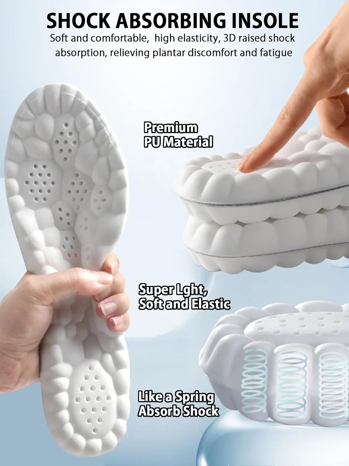 Men Women 4D Cloud Arch Support Memory Cotton Shock Shoes Sole Orthopedic Flatfoot Insoles Absorption Cushioning Sports Insole - Image 5