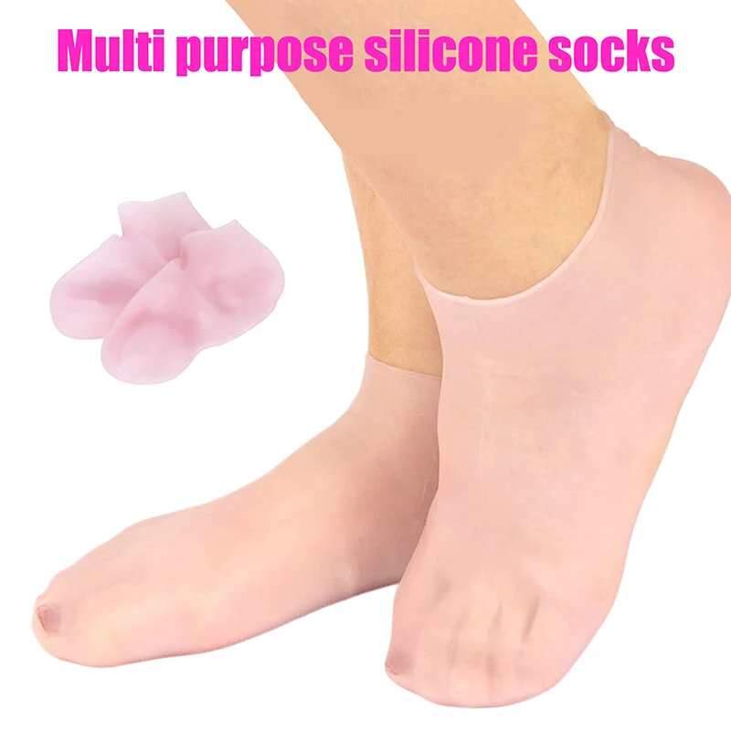 Pair Moisturizing Silicone Socks for Foot Spa, Gel Socks for Exfoliating Dry Cracked Skin, Anti Cracking Foot Care Sock - Image 3