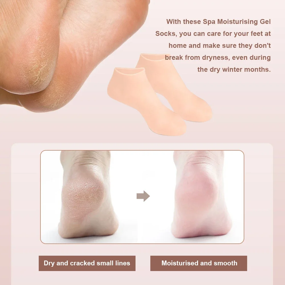 Moisturizing Silicone Gel Socks, gloves, Reusable Foot Care Socks for Dry Cracked Skin, Hydrating Lubricating Foot Mask Beauty - Image 4
