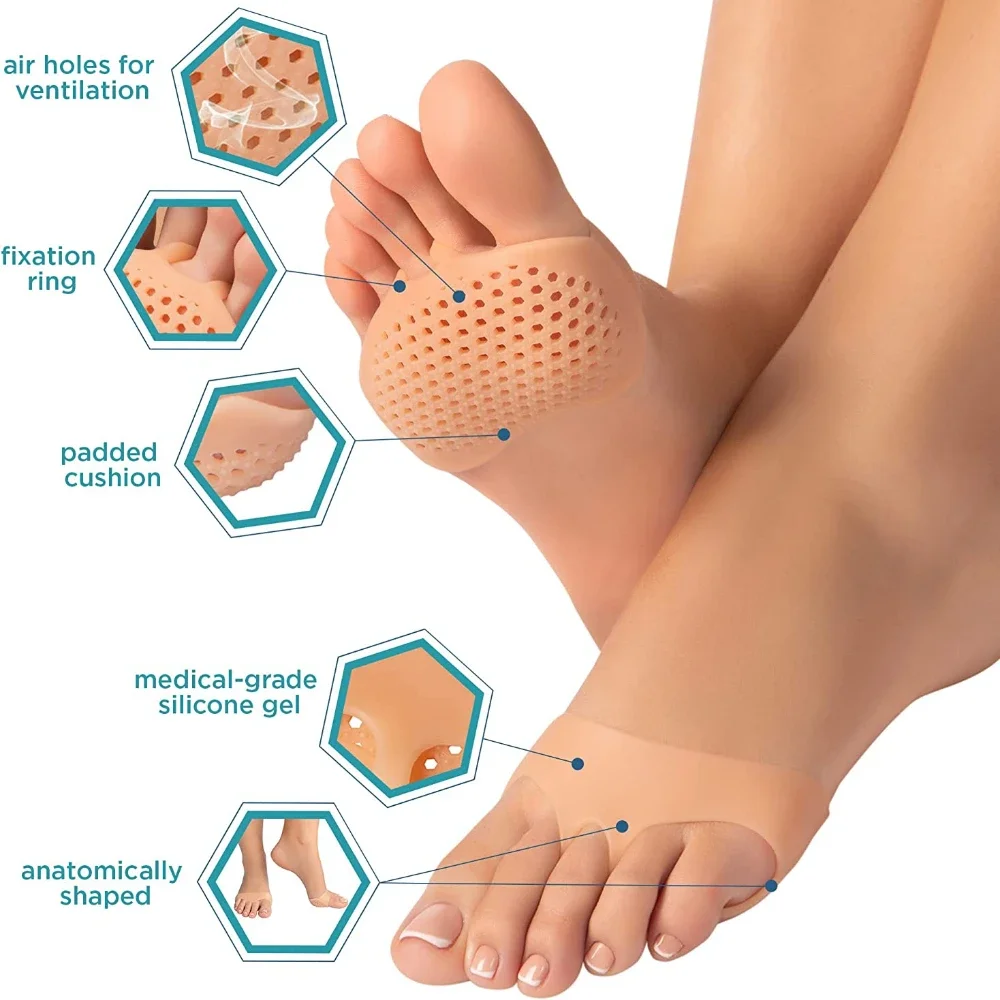 2 Pcs Silicone Metatarsal Pads Massage Pain Relief Forefeet Inserts for Women Foot Care Tool Plantillas De Gel Mujer - Image 3
