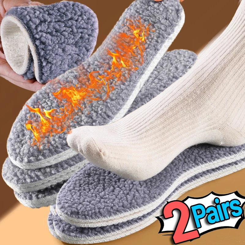 1/2Pairs Winter Lamb Fleece Warm Insoles Self Heated Thermal Shoe Pads Women Men Adjustable Sports Thicken Boots Inserts Insoles - Image 3