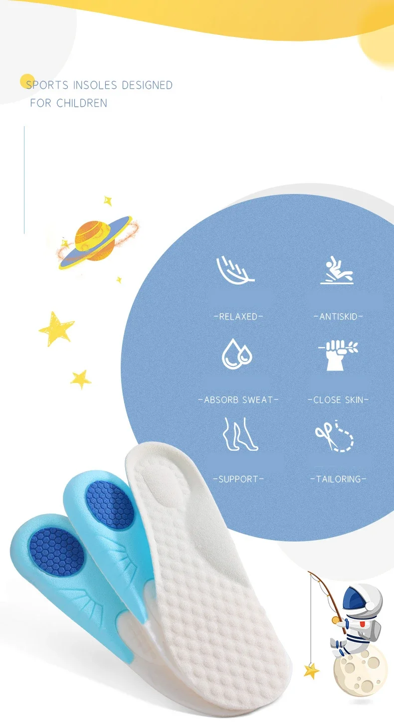1Pair children's sports memory foam sports insole arch support orthopedic comfortable breathable pad children's sole can be cut - Image 8