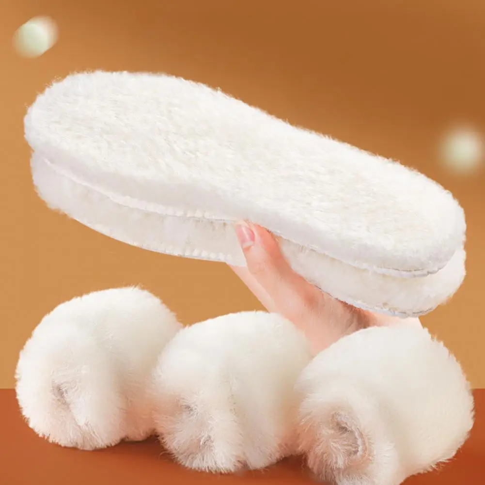 1 Pair Thick Winter Shoe Insoles Fleece Lined Anti-slip Shoe Insert Warm Cold Weather Shoe Liner Sweat-wicking Foot Cushion - Image 4