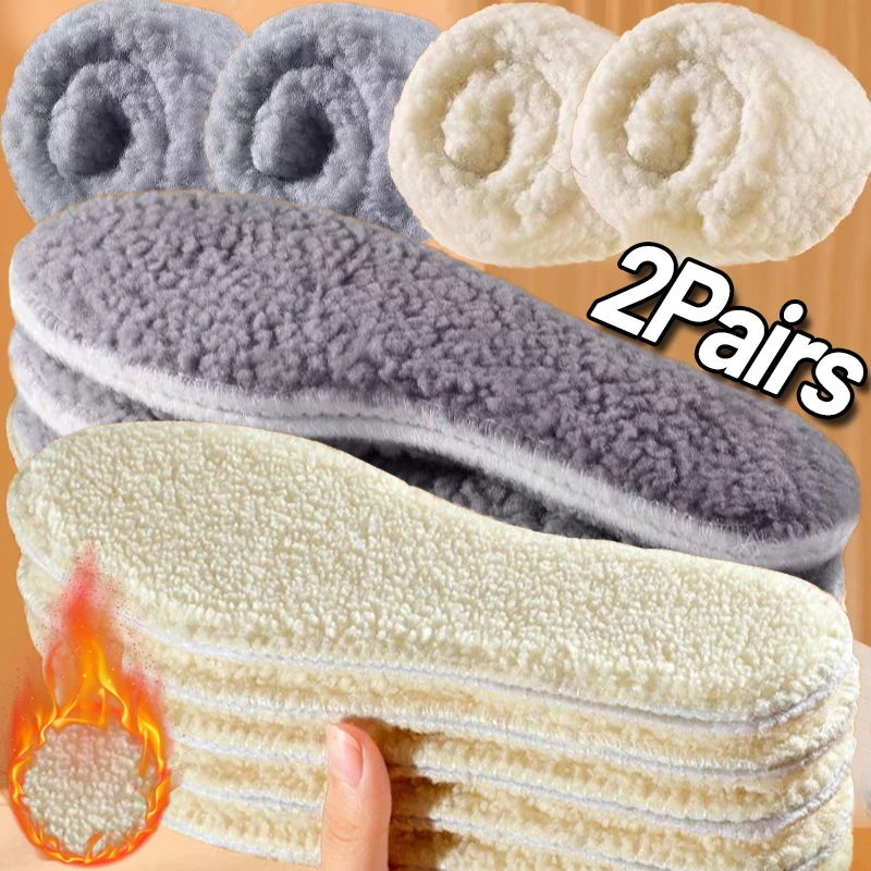 1/2Pairs Winter Lamb Fleece Warm Insoles Self Heated Thermal Shoe Pads Women Men Adjustable Sports Thicken Boots Inserts Insoles - Image 2