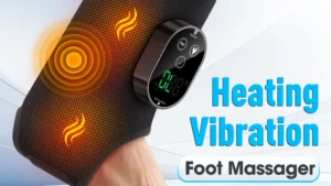 Rechargeable Dual Motor Foot Massager with Heat And Vibration Adjustable Strap 3 Speed Levels for Left/Right Foot