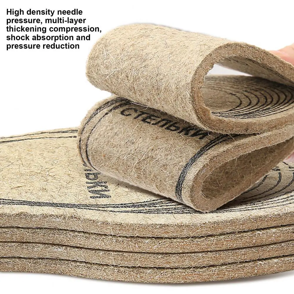 Wool Shoe Liners Winter Warm Wool Felt Insoles for Men Women Cushion Shock Absorbing Shoe Inserts for Foot Pain Relief Comfort