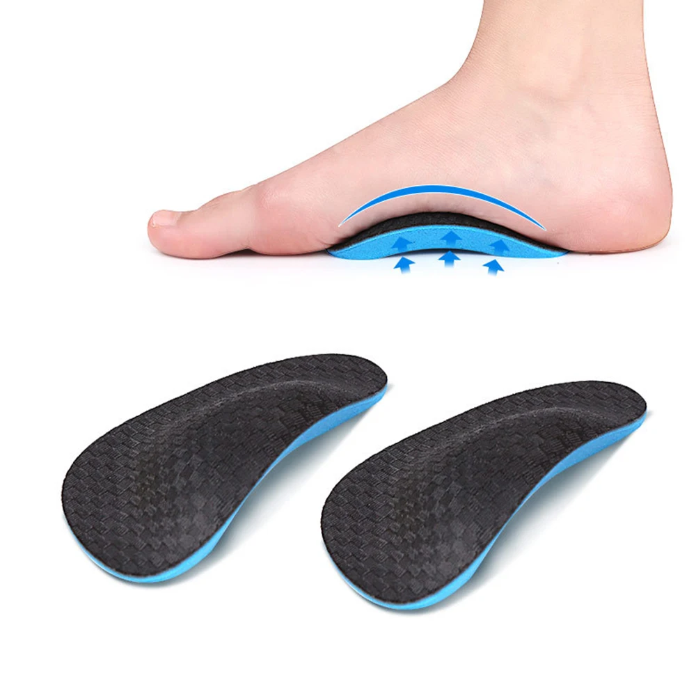 1 Pair EVA Sports Orthotic Insoles Nylon Breathable Flat Arch Support Half Pad Inner And Outer Eight-shaped Orthopedic Foot Pad
