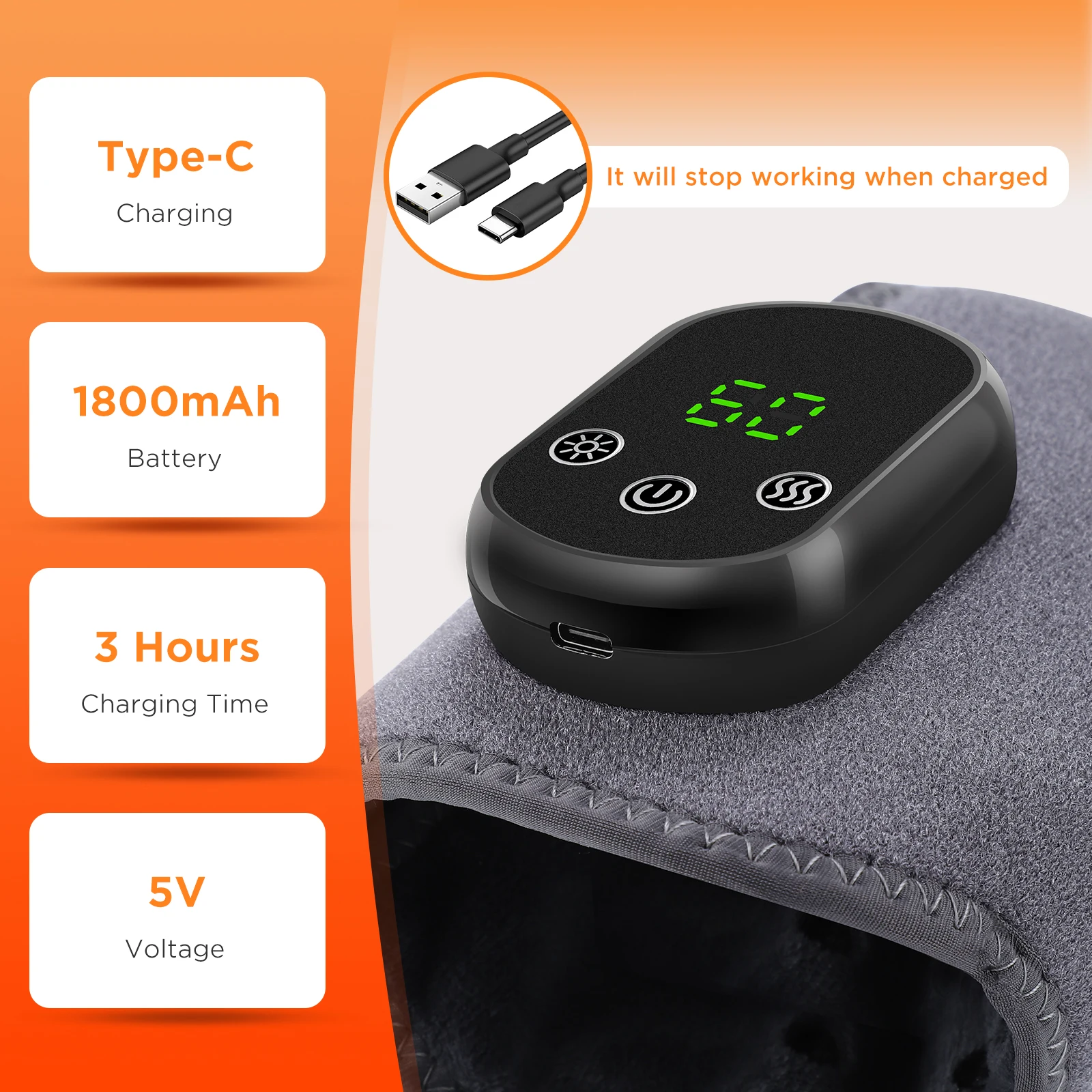 Rechargeable Electric Heating Ankle Brace Massager Hot Compress And Vibration Massage for Cervical Hand Foot Muscle Relaxation - Image 6