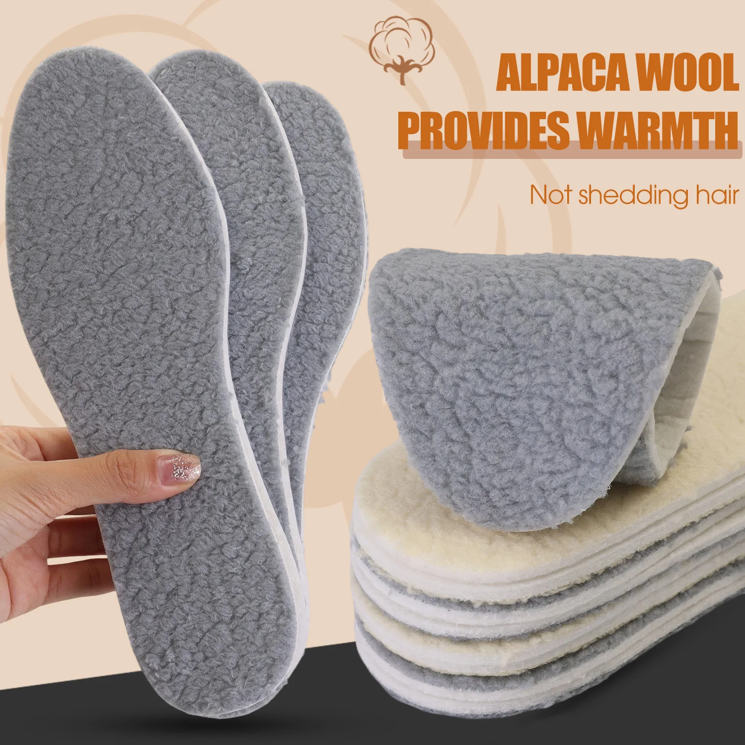 1/2Pairs Winter Lamb Fleece Warm Insoles Self Heated Thermal Shoe Pads Women Men Adjustable Sports Thicken Boots Inserts Insoles - Image 4